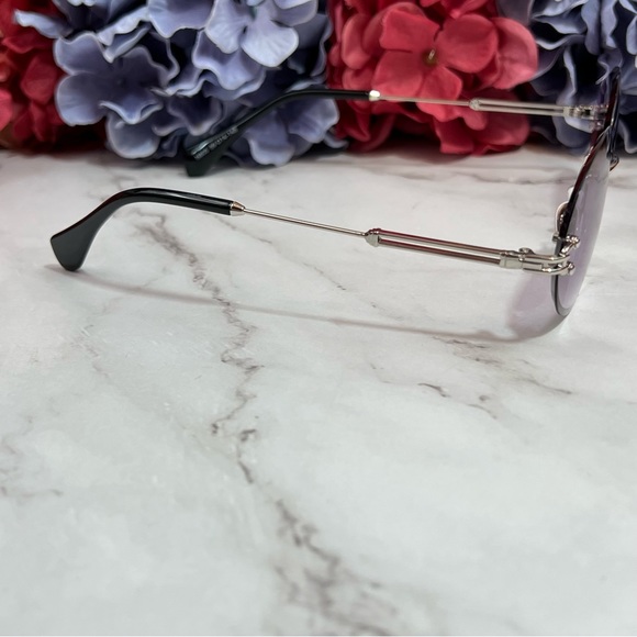 KINGSEVEN Retro Purple Gradient Oval Rimless Sunglasses - Picture 12 of 16